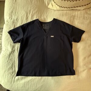 Figs Navy Catarina Relaxed Fit XS Women's V-Neck Scrub Top